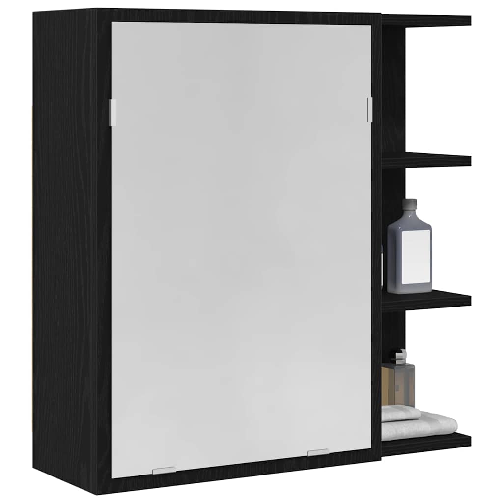 Mobiletto per specchio da bagno Rovere Nero 62,5 x 20,5 x 64 cm