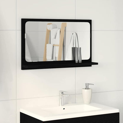 Mensola Specchio con lo scaffale Rovere Nero 60 x 10,5 x 37 cm