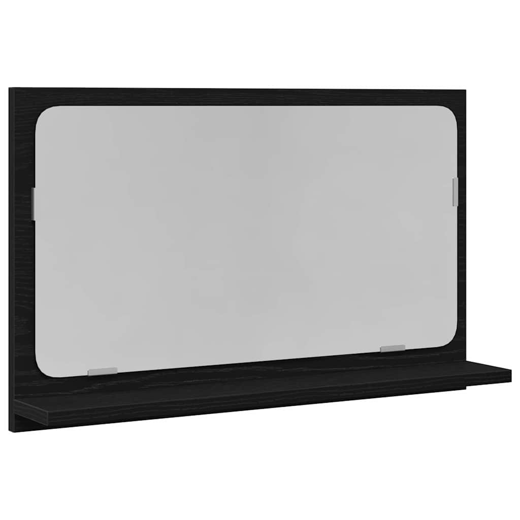 Mensola Specchio con lo scaffale Rovere Nero 60 x 10,5 x 37 cm