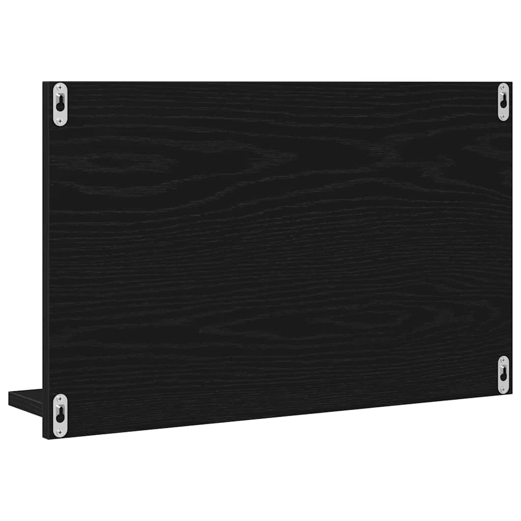 Mensola Specchio con lo scaffale Rovere Nero 60 x 10,5 x 37 cm