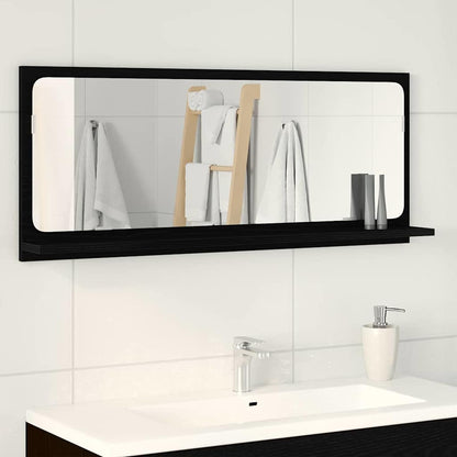 Mensola Specchio con lo scaffale Rovere Nero 90 x 10,5 x 37 cm