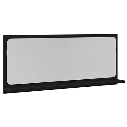 Mensola Specchio con lo scaffale Rovere Nero 90 x 10,5 x 37 cm