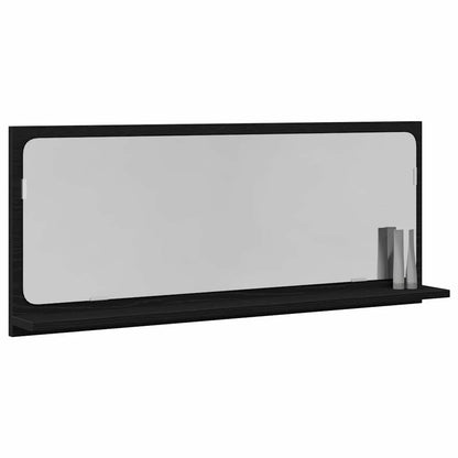 Mensola Specchio con lo scaffale Rovere Nero 90 x 10,5 x 37 cm