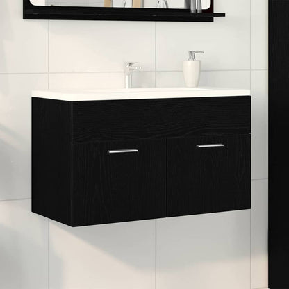 Armadio sottolavello con porta Rovere Nero Legno multistrato