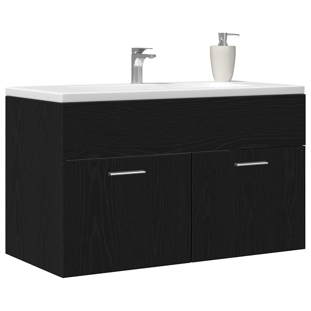 Armadio sottolavello con porta Rovere Nero Legno multistrato