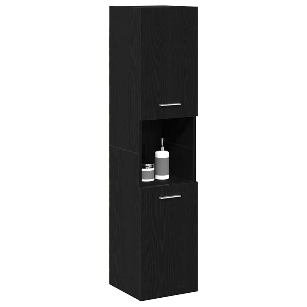 Mobile da Bagno Rovere Nero 30 x 30 x 130 cm Legno multistrato
