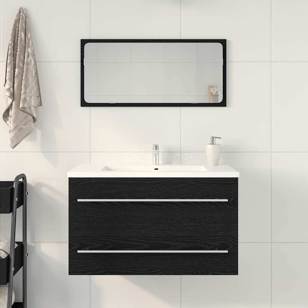 Mobile Lavabo da Bagno Rovere Nero 80x38,5x48 cm in Truciolato