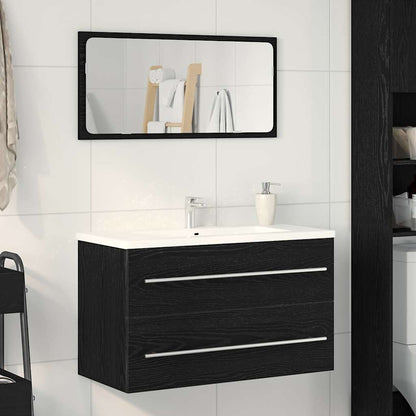 Mobile Lavabo da Bagno Rovere Nero 80x38,5x48 cm in Truciolato