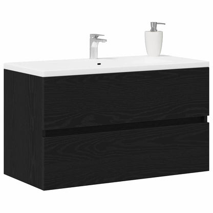 Mobile Lavabo Rovere Nero 80x38,5x45 cm in Legno Multistrato