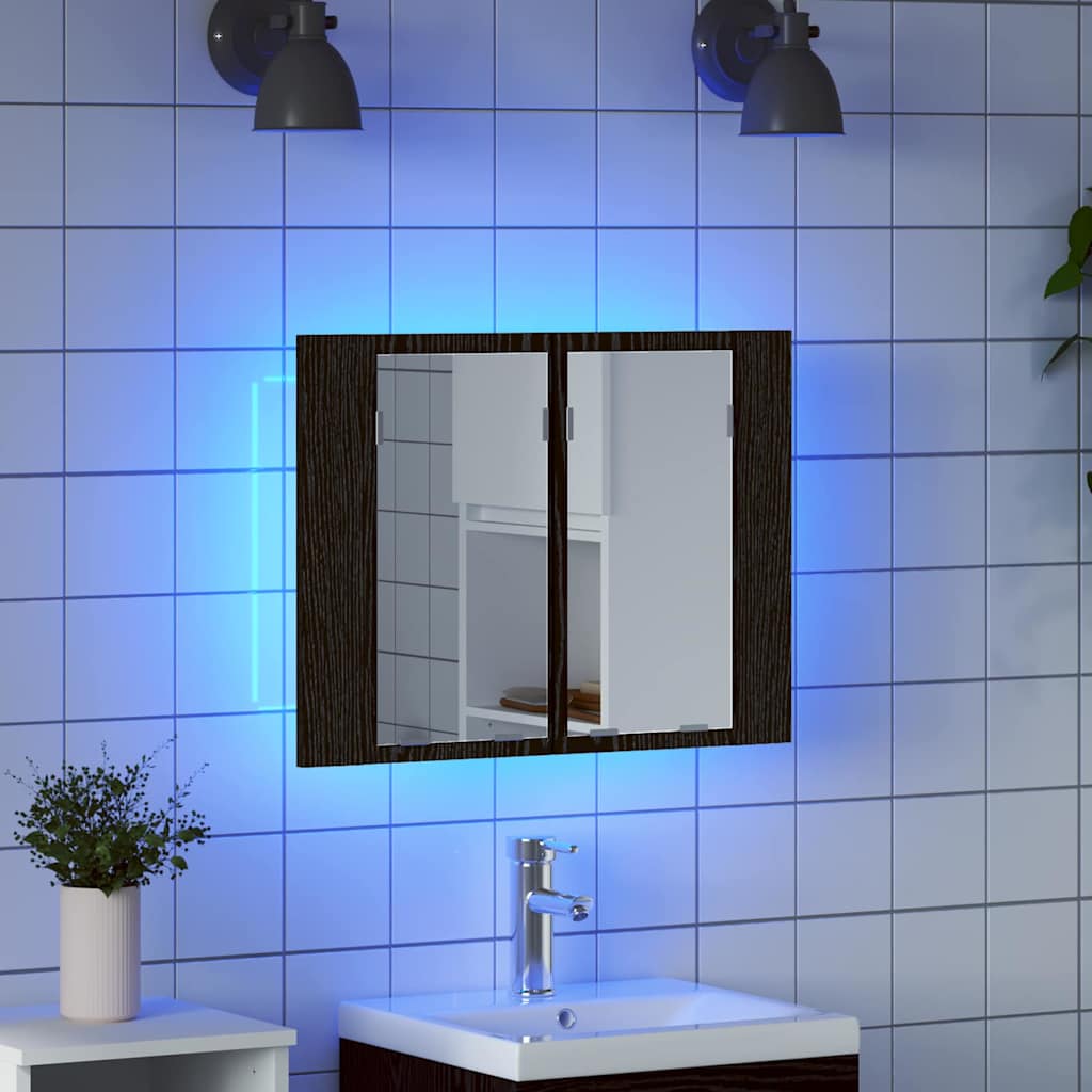 Mobiletto per specchio da bagno Rovere Nero 60 x 12 x 45 cm