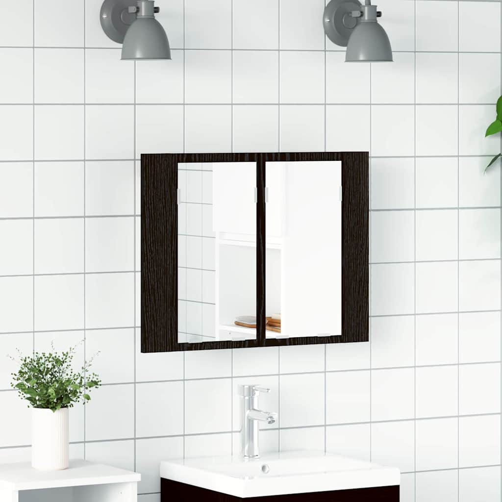 Mobiletto per specchio da bagno Rovere Nero 60 x 12 x 45 cm