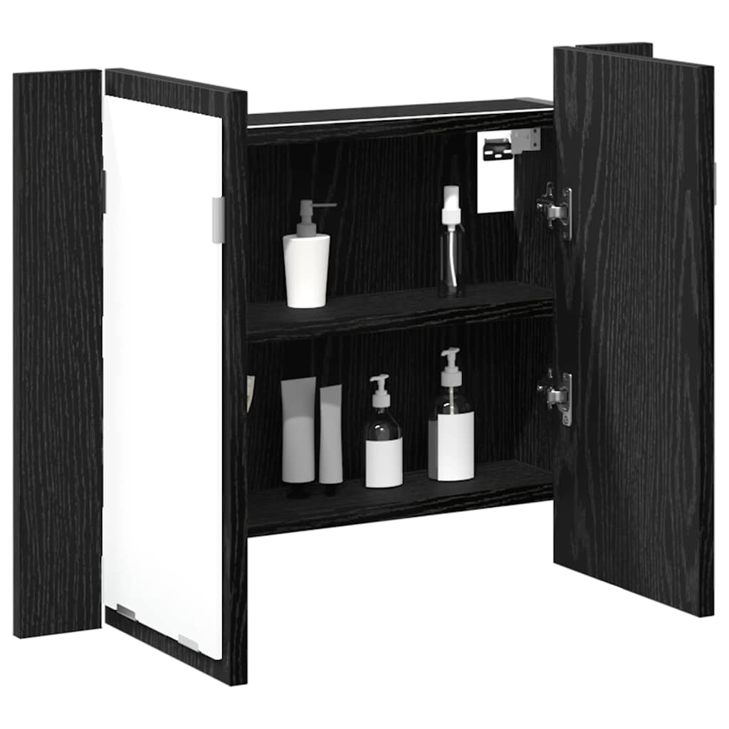 Mobiletto per specchio da bagno Rovere Nero 60 x 12 x 45 cm