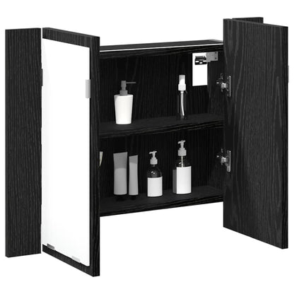 Mobiletto per specchio da bagno Rovere Nero 60 x 12 x 45 cm