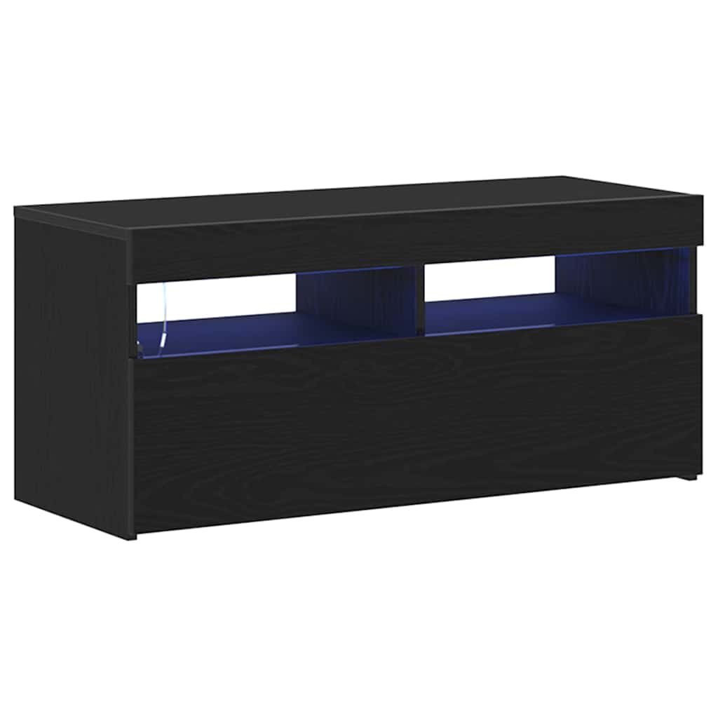 Mobile TV Rovere Nero 90 x 35 x 40 cm Legno multistrato