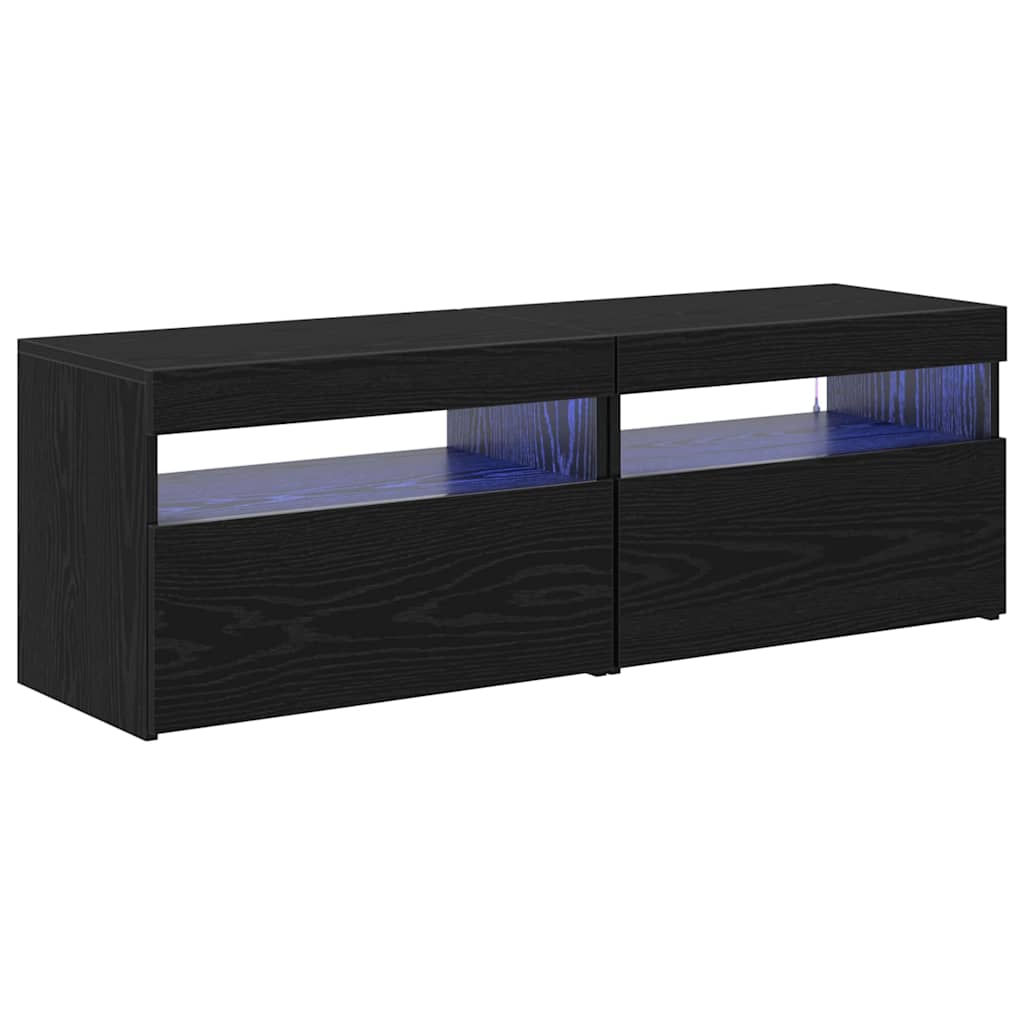 Mobile TV 2 pcs Rovere Nero 60 x 35 x 40 cm Legno multistrato