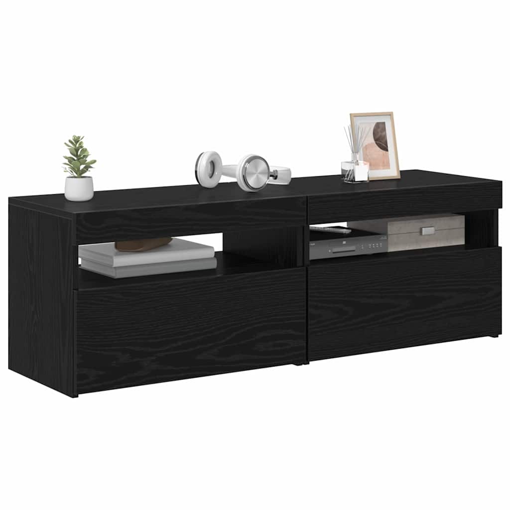 Mobile TV 2 pcs Rovere Nero 60 x 35 x 40 cm Legno multistrato