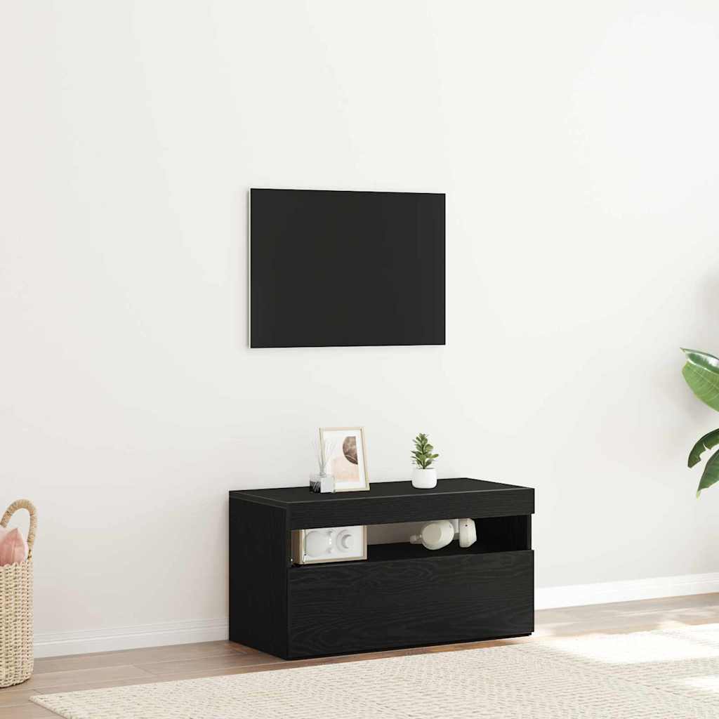Mobile TV Rovere Nero 75 x 35 x 40 cm Legno multistrato