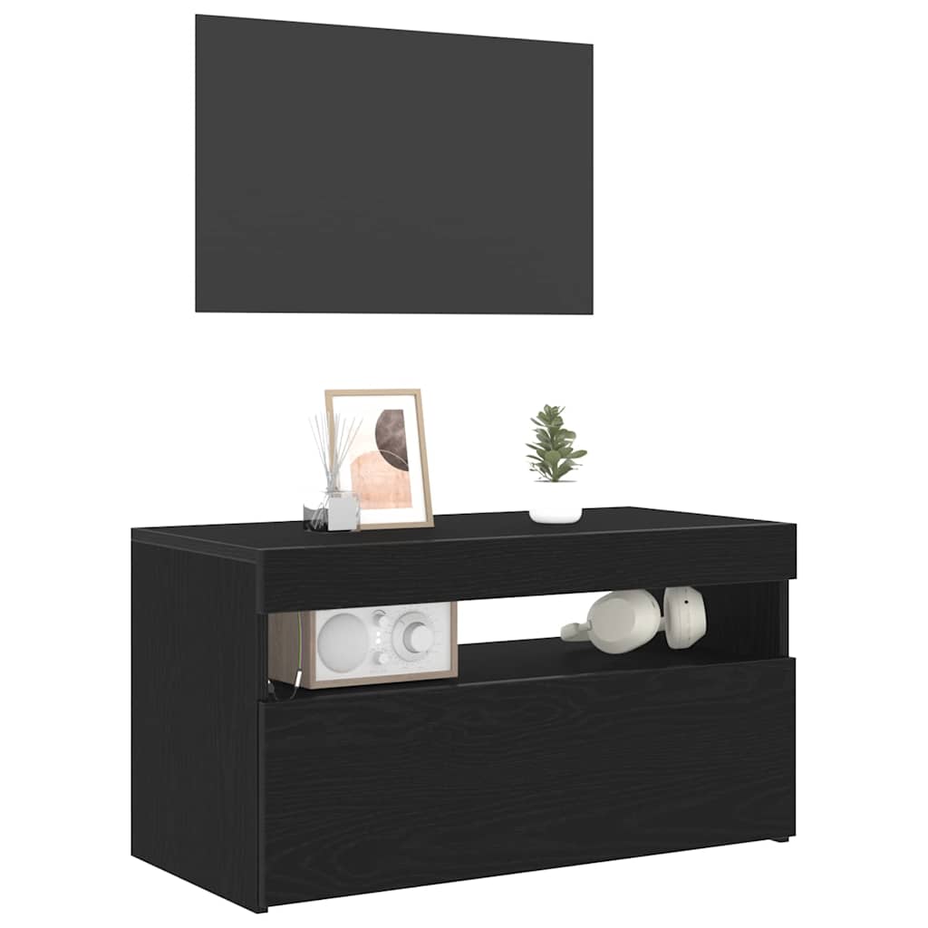 Mobile TV Rovere Nero 75 x 35 x 40 cm Legno multistrato