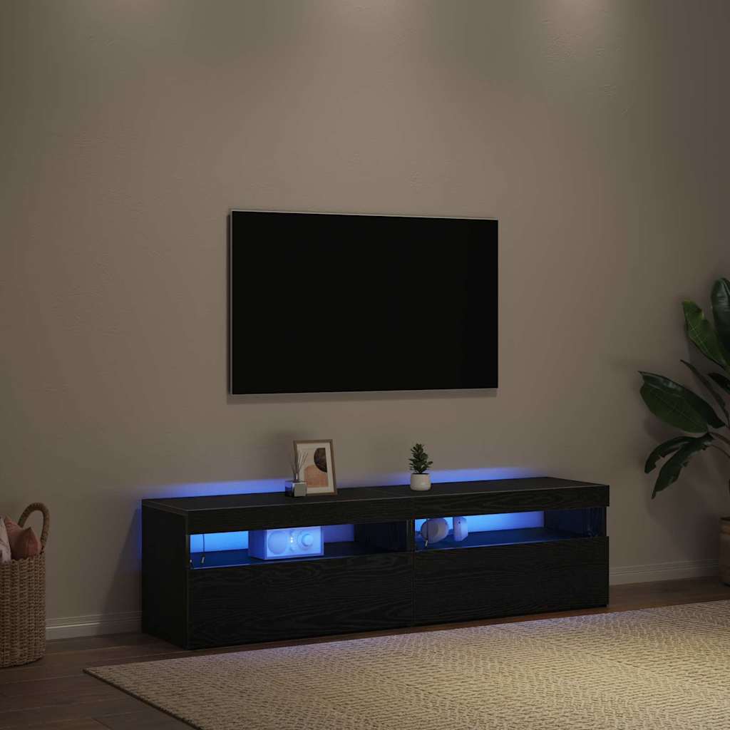 Mobile TV 2 pcs Rovere Nero 75 x 35 x 40 cm Legno multistrato