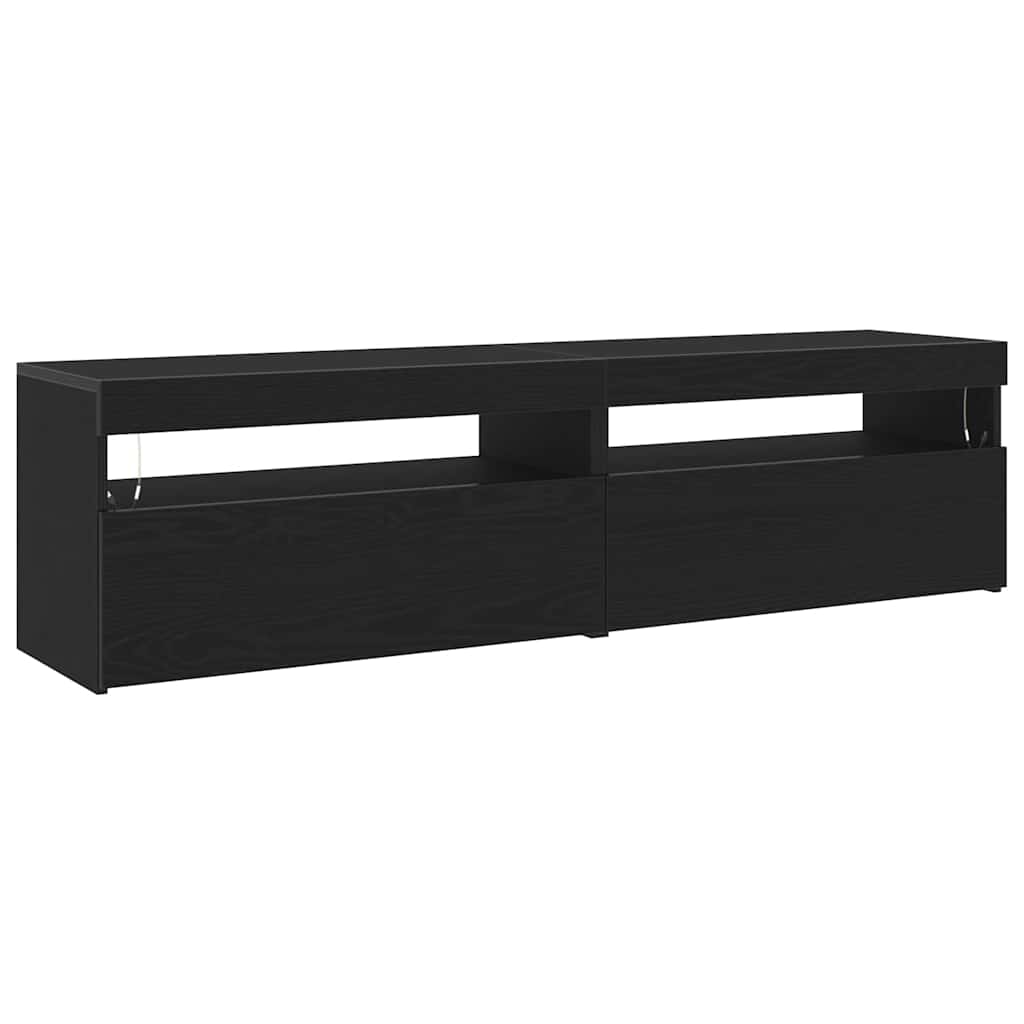 Mobile TV 2 pcs Rovere Nero 75 x 35 x 40 cm Legno multistrato