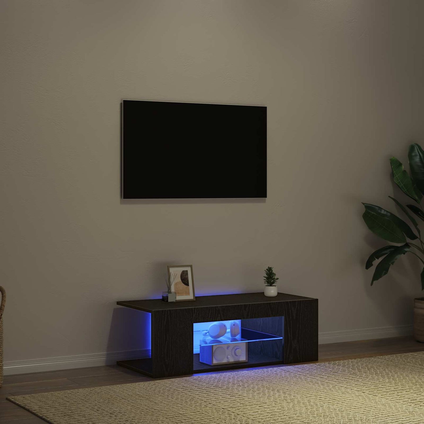 Mobile TV Rovere Nero 90 x 39 x 30 cm Legno multistrato