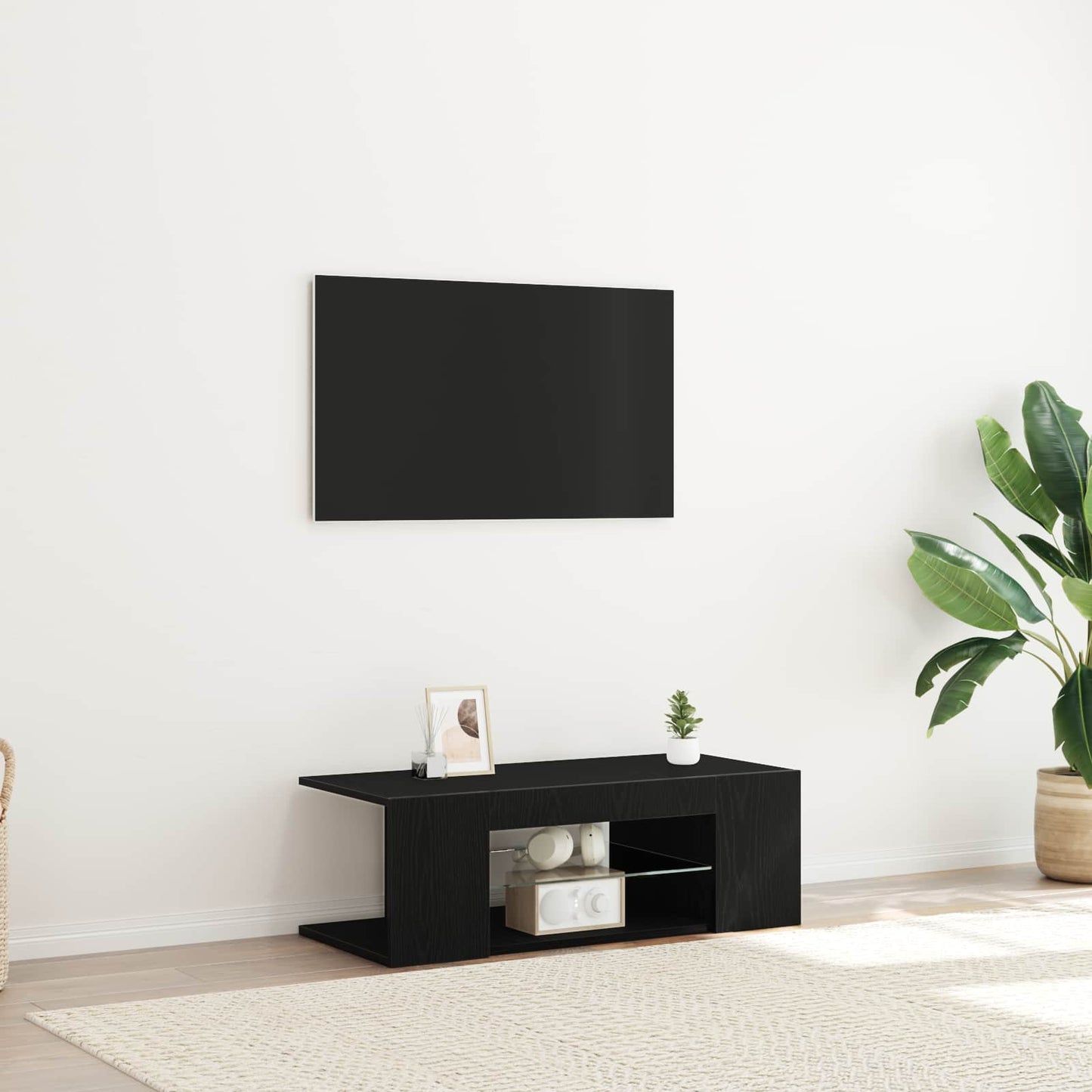 Mobile TV Rovere Nero 90 x 39 x 30 cm Legno multistrato
