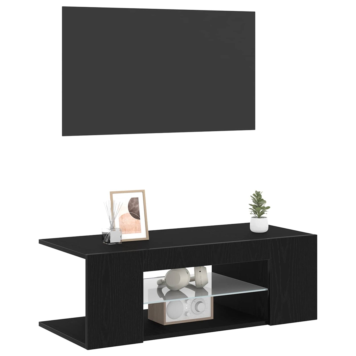 Mobile TV Rovere Nero 90 x 39 x 30 cm Legno multistrato