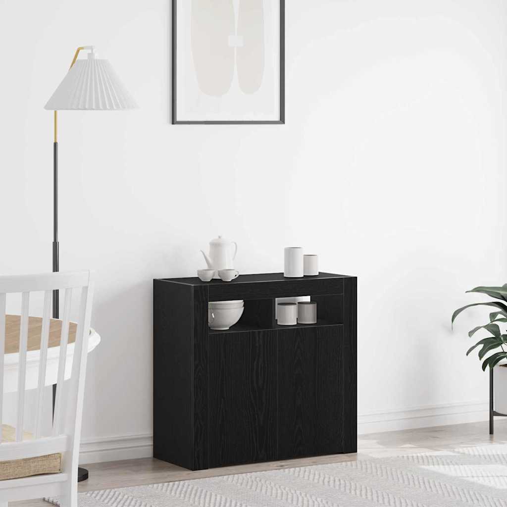 Credenza Rovere Nero 80 x 35 x 75 cm Legno multistrato