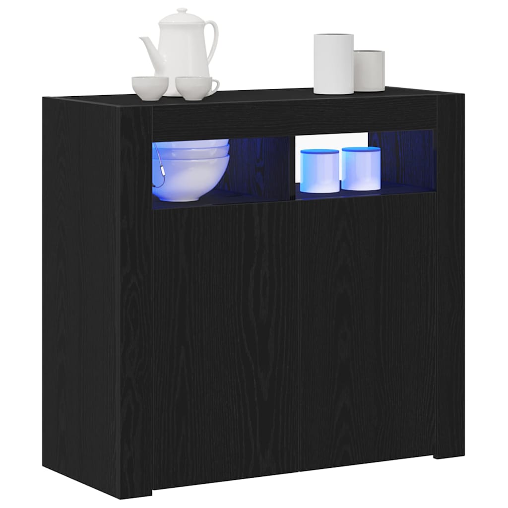 Credenza Rovere Nero 80 x 35 x 75 cm Legno multistrato