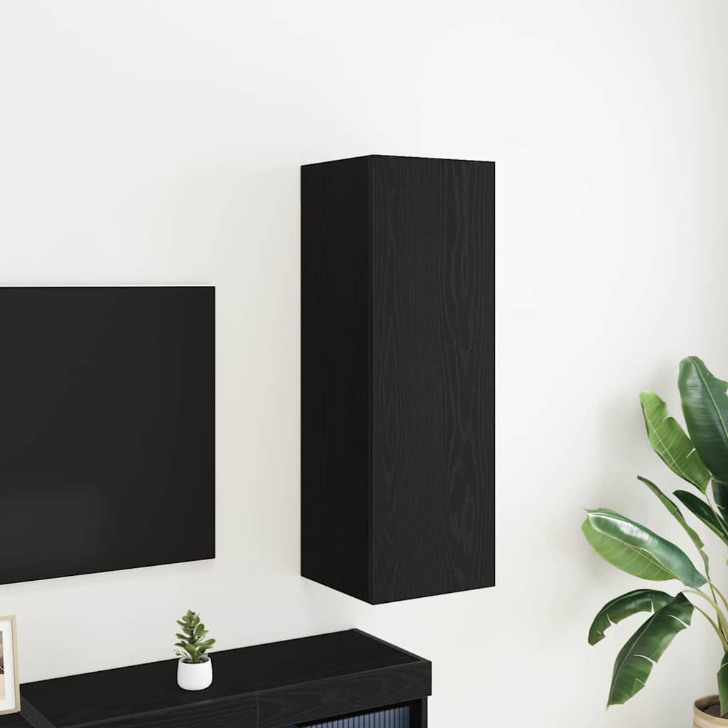 Mobile TV da Parete Rovere Nero 30,5 x 30 x 90 cm