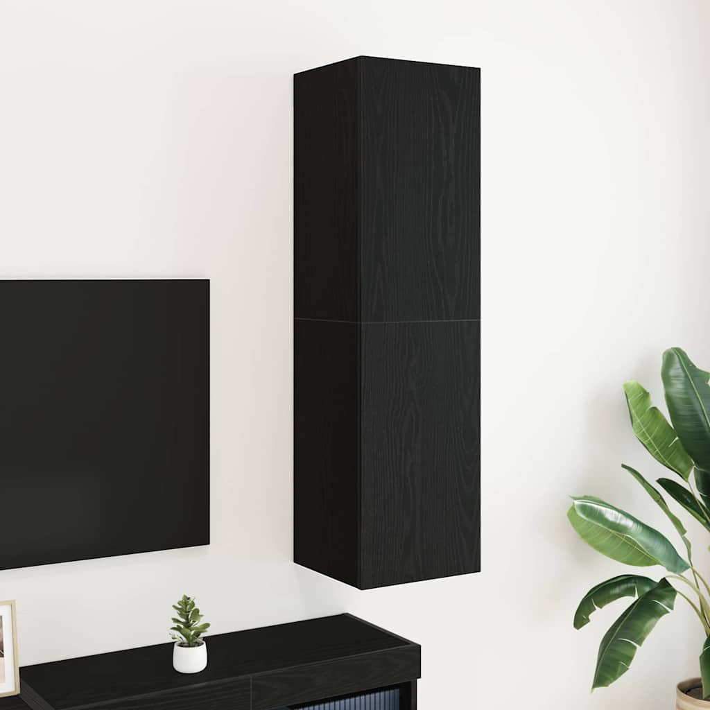 Mobile TV da Parete Rovere Nero 30,5 x 30 x 110 cm