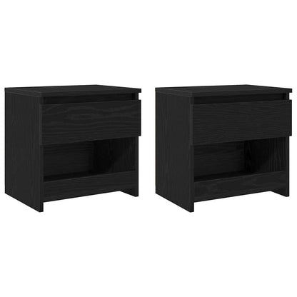 Armadio da Notte con cassetto 2 pcs Rovere Nero 40 x 30 x 39 cm