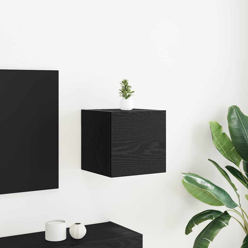 Mobile TV Rovere Nero 30,5 x 30 x 30 cm Legno multistrato