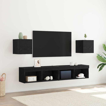 Mobile TV 2 pcs Rovere Nero 30,5 x 30 x 30 cm Legno multistrato