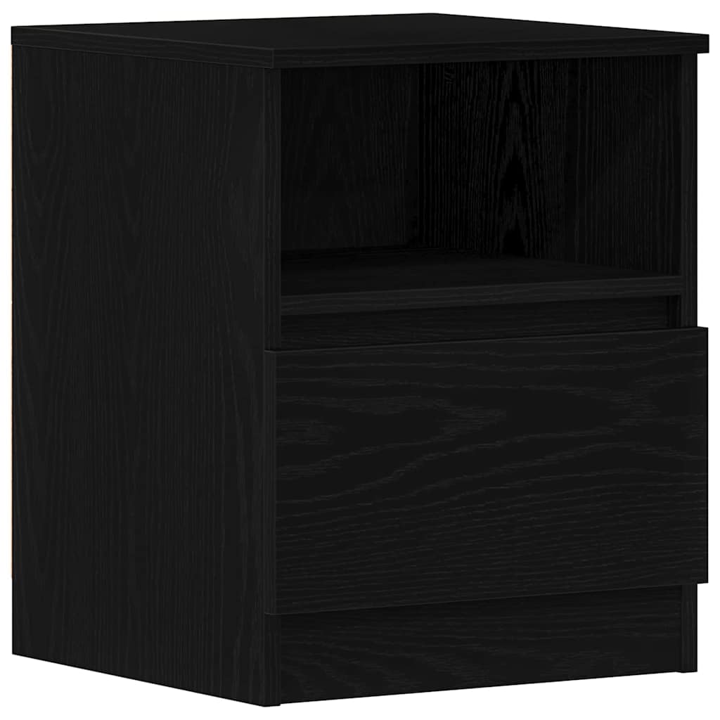 Armadio da Notte con cassetto 2 pcs Rovere Nero 40 x 40 x 50 cm