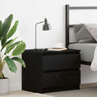 Armadio da Notte con cassetto Rovere Nero 50 x 40 x 43,5 cm