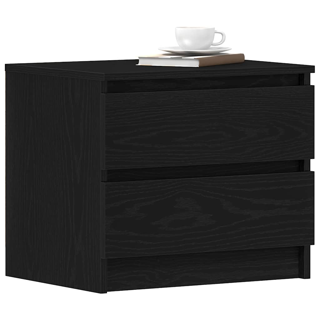 Armadio da Notte con cassetto Rovere Nero 50 x 40 x 43,5 cm