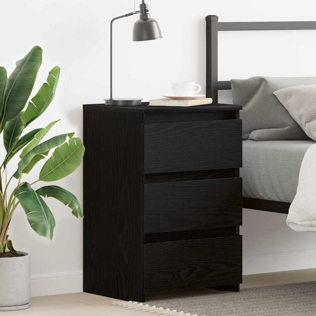 Armadio da Notte con cassetto Rovere Nero 40 x 35 x 62,5 cm