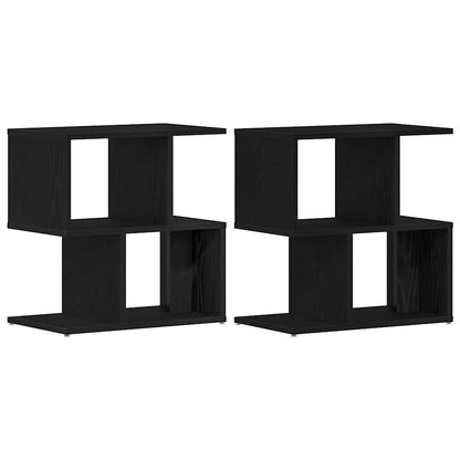 Armadio da Notte 2 pcs Rovere Nero 50 x 30 x 51,5 cm