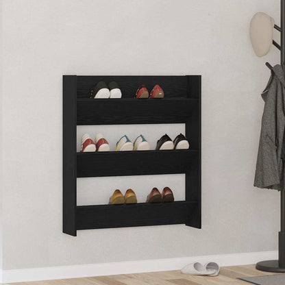 Mobile per scarpe Rovere Nero 80 x 18 x 90 cm Legno multistrato