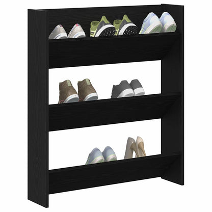 Mobile per scarpe Rovere Nero 80 x 18 x 90 cm Legno multistrato