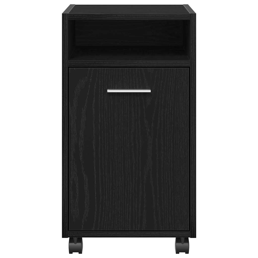 Armadio Laterale Su Ruote con ruota Rovere Nero 33 x 38 x 60 cm