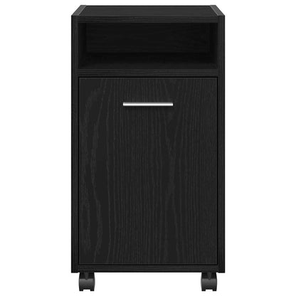 Armadio Laterale Su Ruote con ruota Rovere Nero 33 x 38 x 60 cm
