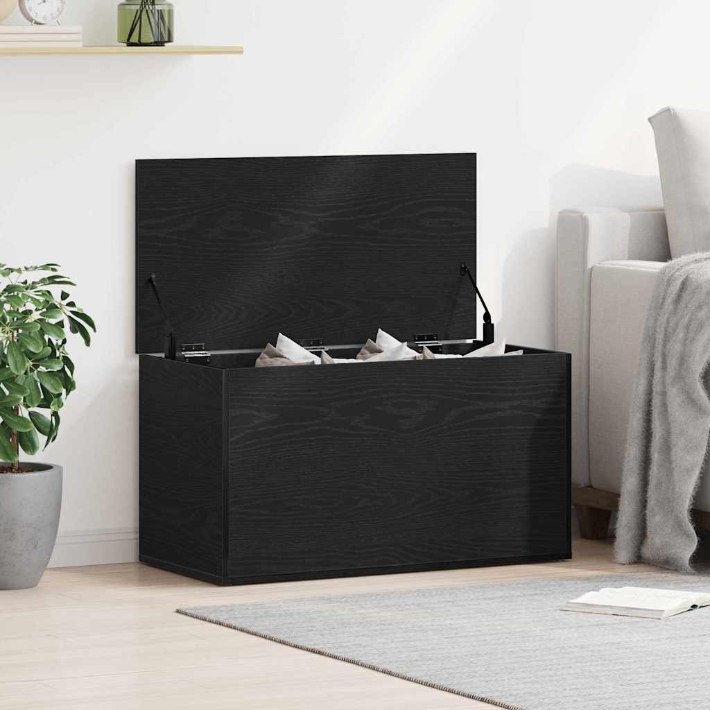 Scatola di Stoccaggio Rovere Nero 84 x 42 x 46 cm