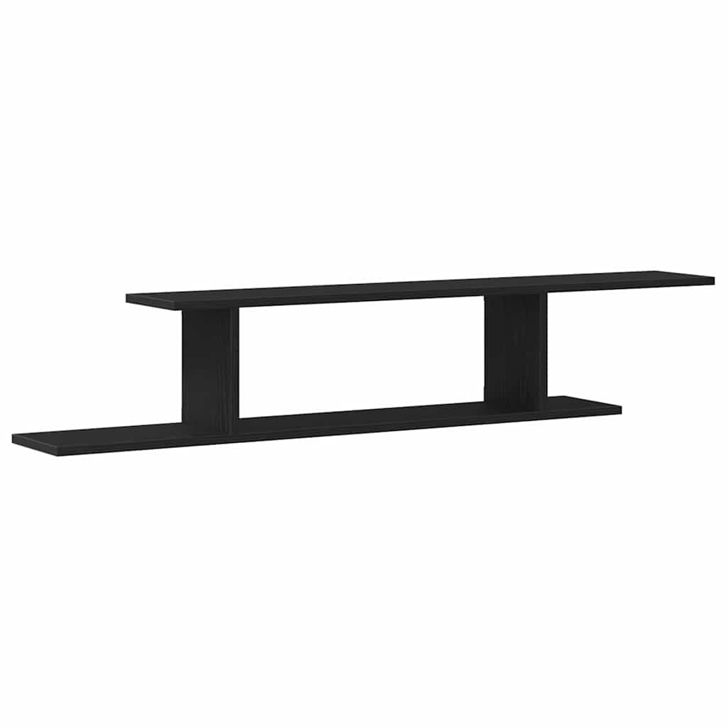 Mensola per TV da fissare a muro Rovere Nero 125 x 18 x 23 cm