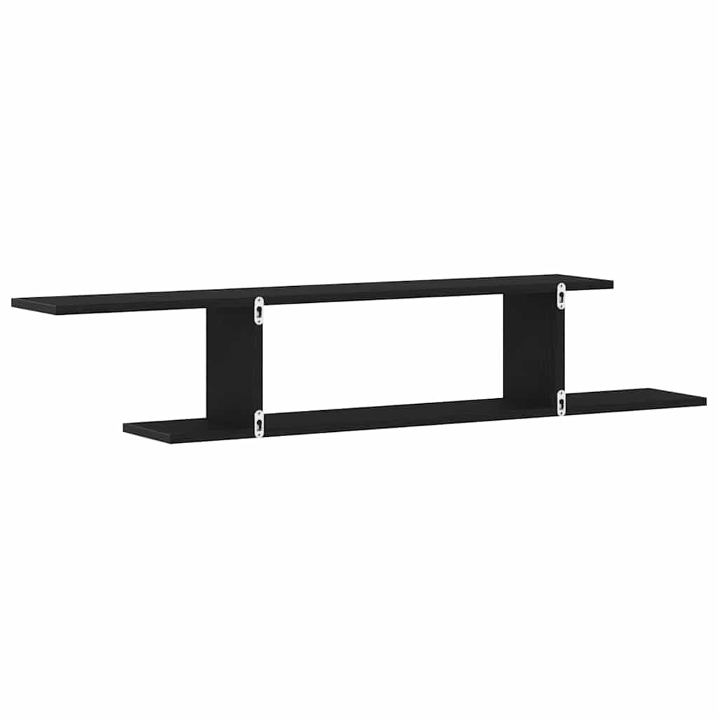 Mensola per TV da fissare a muro Rovere Nero 125 x 18 x 23 cm