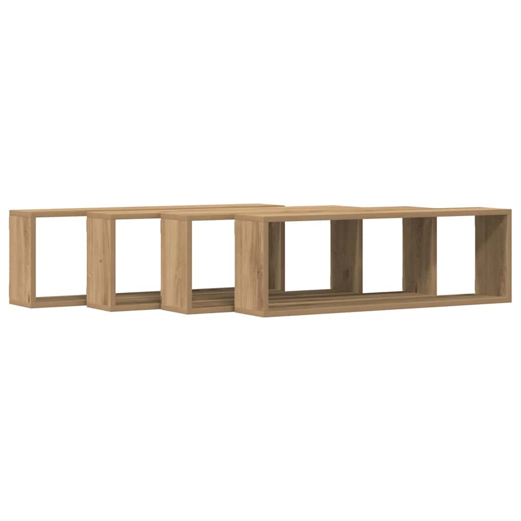 Scaffali da parete 4 pcs Rovere Artigianale 80 x 15 x 26 cm