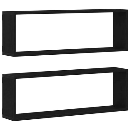 Scaffali da parete 2 pcs Rovere Nero 80 x 15 x 26 cm