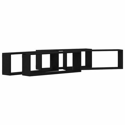 Scaffali da parete 4 pcs Rovere Nero 80 x 15 x 26 cm