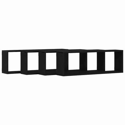 Scaffali da parete 4 pcs Rovere Nero 80 x 15 x 26 cm